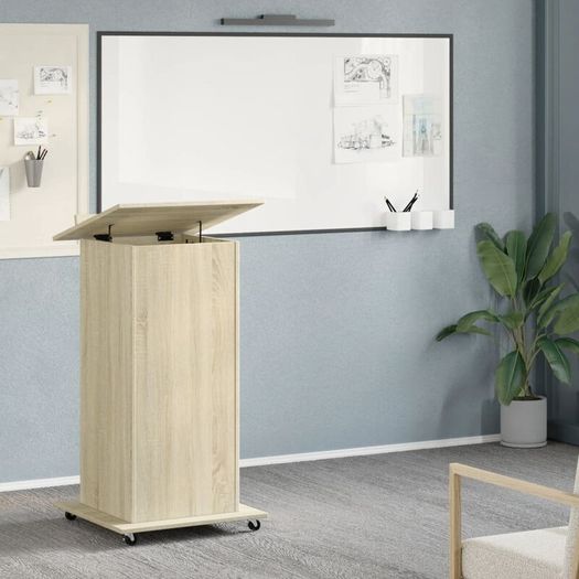 Lectern Table with Wheels And Drawer
