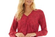 CREW CLOTHING Womens Devore Tonal Print Blouse Carmine/Chilli Pepper Size 10!