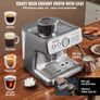 Espresso Machine with Grinder, 15 Bar Semi Automatic Espresso Coffee Maker with Milk Frother Steam Wand Image 4