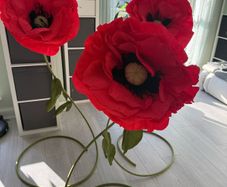 Giant standing poppy flowers for wedding, birthday decor