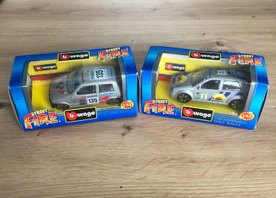 Burago Street Fire Fiat & Volkswagen 1/43 Scale