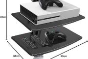 2 Floating Shelf Wall bracket with Strengthened Tempered Glass for DVD Players/Cable Boxes/Games Consoles/TV Accessories, 2 Shelves, Black