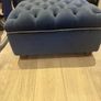 Navy velvet deep buttoned foot stool Image 4