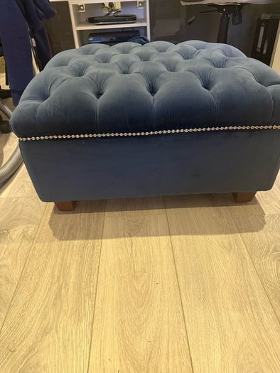 Navy velvet deep buttoned foot stool