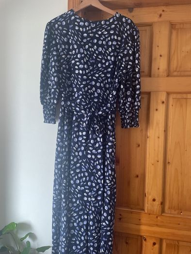 Emily & Me V neck purple navy midi dress UK 16