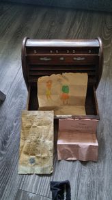 Victorion oak stationary tambour roll top box 1890