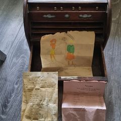Victorion oak stationary tambour roll top box 1890