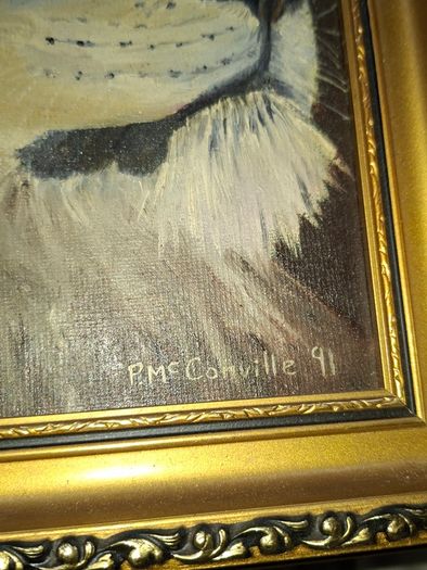 2 Genuine Paintings of a Lion and a Tiger in a Gilded Frames