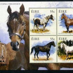 2011 Ireland Stampa Public Souvenir The Irish Horse Commemorative Stamps Miniature Sheet Overprinted for Stampa Mint Never Hinged (MNH)