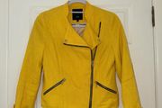 River Island Yellow Textured Biker Jacket - Size 8