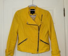 River Island Yellow Textured Biker Jacket - Size 8