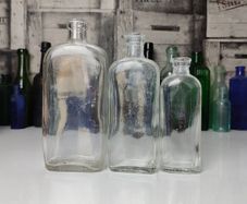 330 - Set of 3 Vintage Clear Glass Collectible Decorative Bottles
