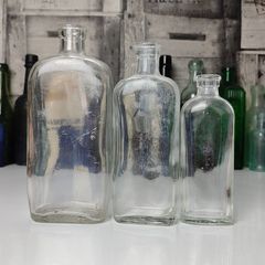 330 - Set of 3 Vintage Clear Glass Collectible Decorative Bottles