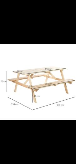 Outsunny 4-Seater Wooden Picnic Bench Set-Fir Wood