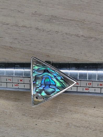 Vintage Sterling Silver Triangular Abalone Shell Ring
