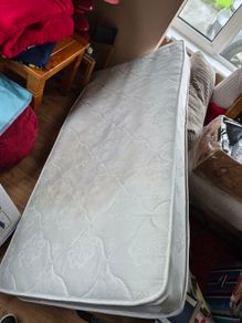 Single mattress free clean excellent condition also locker and coffee table