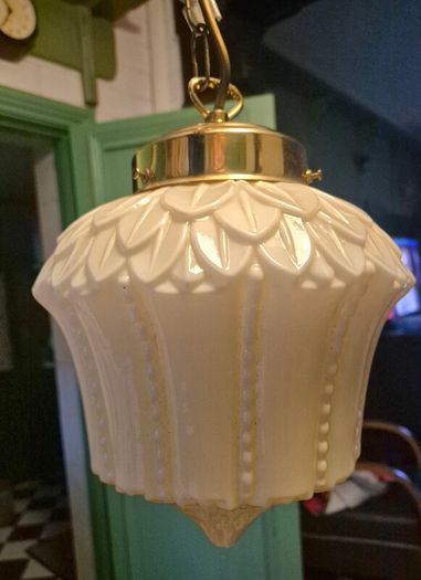Original cream leaf design glass original 1920s Art Deco ceiling light