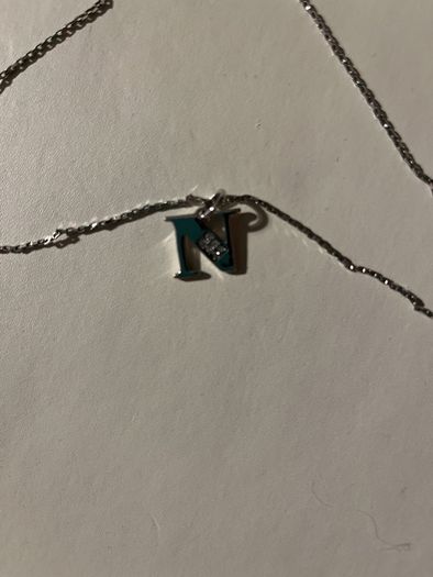 Letter N initial necklace