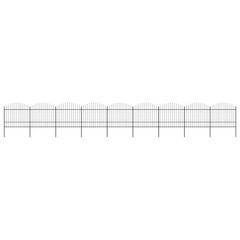 Garden Fence with Spear Top Steel (1.5-1.75)x15.3 m Black