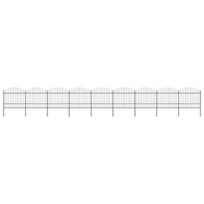 Garden Fence with Spear Top Steel (1.5-1.75)x15.3 m Black