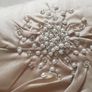 Cushions in Beige Faux Raw Silk with Pearl and Crystal embellishments from Linens & Lace x4 Image 5