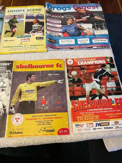 League of Ireland soccer programmes mostly Shelbourne any 5 for 10 euro
