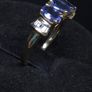 Vintage Fully Hallmarked Birmingham 9ct Gold Blue Gemstone and Diamond Ring Size 49.5 Image 2