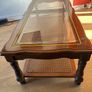 Vintage Traditional Wooden Coffee Table with Glass Top Image 4