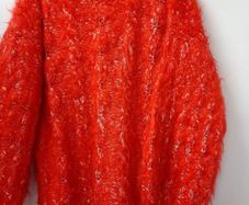 jumper red Mohair hand knit