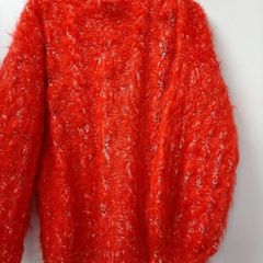 jumper red Mohair hand knit