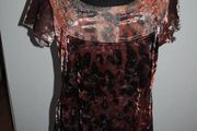 Per Una velour lace brown mix stunning top size UK16 EUR44 Postage included
