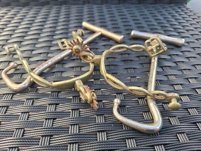 Antique pair of Brass Military Spurs with Boot Hooks
