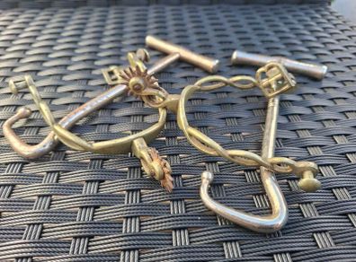 Antique pair of Brass Military Spurs with Boot Hooks
