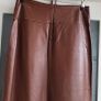 VINTAGE tan genuine leather A-Line skirt with leather tie belt Sz M (Fit 10--12UK) Image 5