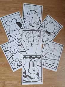 New - A Set of 7 Cute Colour by Number Pictures