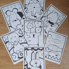 New - A Set of 7 Cute Colour by Number Pictures