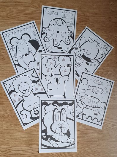 New - A Set of 7 Cute Colour by Number Pictures