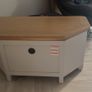 Grey TV Unit / Corner Media Cabinet with Solid Wood Top & 2 Drawers Image 4