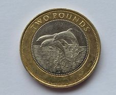Gibraltar 2 Pound Coin Dolphins 2014 Rare UNC