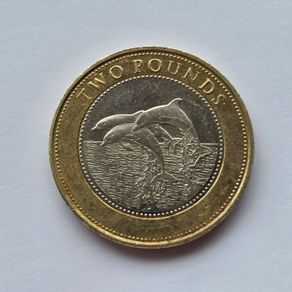 Gibraltar 2 Pound Coin Dolphins 2014 Rare UNC