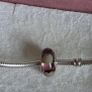 Pandora violet/purple murano glass charm with grey/Wlwhite hearts very good condition Image 3