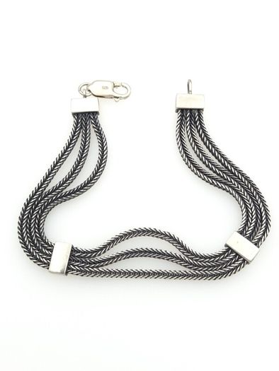 Vintage Multi-Strand 925 Silver Foxtail Bracelet