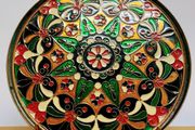 Vintage brass and enamel plate