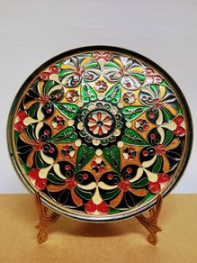 Vintage brass and enamel plate