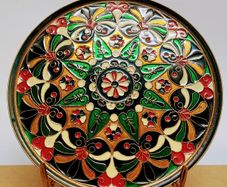 Vintage brass and enamel plate