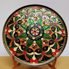 Vintage brass and enamel plate