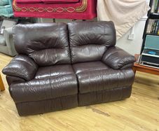 2-Seater Brown Leather Reclining Sofa