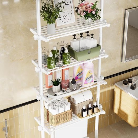 Brand New Over Toilet 4-Tier Storage Shelf Space-Saving Bathroom Organizer - White