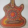 Hand Painted Signed Mandala Tribal Zen Folk Art Guitar Wood Wall Hanging Image 2