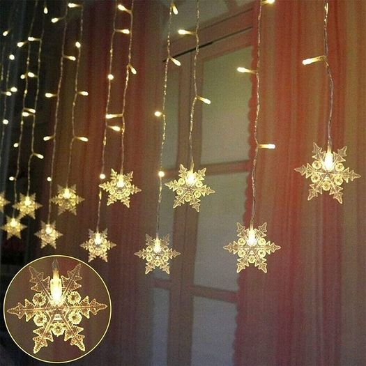 LED Curtain String Lights, 96 LED 3.5M Fairy Snowflake Lights, Christmas Lights 4 Flashing Modes,Waterproof Light for Christmas Window, Garden, Party, Patio Decoration